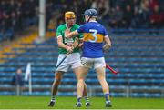 9 October 2022; Seamus Callanan of Drom and Inch mussels with James Quigley of Kiladangan during the Tipperary County Senior Hurling Championship Semi-Final match between Drom and Inch and Kiladangan at FBD Semple Stadium in Thurles, Tipperary. Photo by Michael P Ryan/Sportsfile