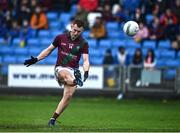 9 October 2022; Colm Murphy of Portarlington kicks a free during the Laois County Senior Football Championship Final match between O'Dempseys and Portarlington at MW Hire O'Moore Park in Portlaoise, Laois. Photo by Sam Barnes/Sportsfile
