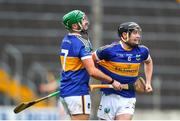 9 October 2022; Kiladangan players Declan McGrath, left, and Alan Flynn celebrate after their side's victory in the Tipperary County Senior Hurling Championship Semi-Final match between Drom and Inch and Kiladangan at FBD Semple Stadium in Thurles, Tipperary. Photo by Michael P Ryan/Sportsfile