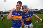 9 October 2022; Kiladangan players Bryan McLoughney, left, and Willie Connors after their side's victory in the Tipperary County Senior Hurling Championship Semi-Final match between Drom and Inch and Kiladangan at FBD Semple Stadium in Thurles, Tipperary. Photo by Michael P Ryan/Sportsfile