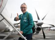 9 October 2022; Louise Quinn at Dublin Airport ahead of the team's chartered flight to Glasgow for their FIFA Women's World Cup 2023 Play-off against Scotland, at Hampden Park in Glasgow, on Tuesday next. Photo by Stephen McCarthy/Sportsfile
