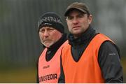 9 October 2022; Colmcille manager Mickey Harkin, left, and selector Paul Treacy during the Longford County Senior Football Championship Final match between Mullinalaghta St Columba's and Colmcille at Glennon Brothers Pearse Park in Longford. Photo by Ramsey Cardy/Sportsfile