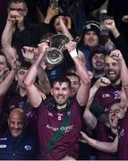 9 October 2022; Portarlington captain Keith Bracken, centre, lifts the cup as his team-mates celebrate after their side's victory in the Laois County Senior Football Championship Final match between O'Dempseys and Portarlington at MW Hire O'Moore Park in Portlaoise, Laois. Photo by Sam Barnes/Sportsfile