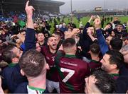 9 October 2022; Portarlington players celebrate after their sides victory in the Laois County Senior Football Championship Final match between O'Dempseys and Portarlington at MW Hire O'Moore Park in Portlaoise, Laois. Photo by Sam Barnes/Sportsfile