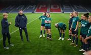 10 October 2022; Manager Vera Pauw speaks to her team during a Republic of Ireland Women training session at Hampden Park in Glasgow, Scotland. Photo by Stephen McCarthy/Sportsfile