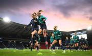10 October 2022; Kyra Carusa, left, and Jamie Finn during a Republic of Ireland Women training session at Hampden Park in Glasgow, Scotland. Photo by Stephen McCarthy/Sportsfile