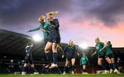 10 October 2022; Diane Caldwell, left, and Amber Barrett during a Republic of Ireland Women training session at Hampden Park in Glasgow, Scotland. Photo by Stephen McCarthy/Sportsfile