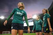 10 October 2022; Hayley Nolan, left, and Jamie Finn during a Republic of Ireland Women training session at Hampden Park in Glasgow, Scotland. Photo by Stephen McCarthy/Sportsfile
