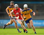 9 October 2022; Tom Brennan of Na Fianna and Colm Cronin of Cuala during the Go Ahead Dublin County Senior Club Hurling Championship Semi-Final match between Cuala and Na Fianna at Parnell Park in Dublin. Photo by Ben McShane/Sportsfile