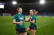 10 October 2022; Lucy Quinn and Harriet Scott during a Republic of Ireland Women training session at Hampden Park in Glasgow, Scotland. Photo by Stephen McCarthy/Sportsfile