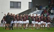 9 October 2022; Portarlington players stand for a moments silence before the Laois County Senior Football Championship Final match between O'Dempseys and Portarlington at MW Hire O'Moore Park in Portlaoise, Laois, to remember the lives lost and those injured in the Cresslough tragedy, in Donegal. Photo by Sam Barnes/Sportsfile