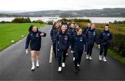 11 October 2022; Republic of Ireland players, from left, Lucy Quinn, Megan Campbell and Harriet Scott on a team walk around the grounds of their team hotel before the FIFA Women's World Cup 2023 Play-off match between Scotland and Republic of Ireland at Hampden Park in Glasgow, Scotland. Photo by Stephen McCarthy/Sportsfile
