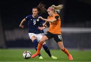 11 October 2022; Denise O'Sullivan of Republic of Ireland in action against Caroline Weir of Scotland during the FIFA Women's World Cup 2023 Play-off match between Scotland and Republic of Ireland at Hampden Park in Glasgow, Scotland. Photo by Stephen McCarthy/Sportsfile