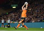 11 October 2022; Megan Campbell of Republic of Ireland takes a throw-in during the FIFA Women's World Cup 2023 Play-off match between Scotland and Republic of Ireland at Hampden Park in Glasgow, Scotland. Photo by Stephen McCarthy/Sportsfile