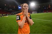 11 October 2022; Megan Campbell of Republic of Ireland reacts after the FIFA Women's World Cup 2023 Play-off match between Scotland and Republic of Ireland at Hampden Park in Glasgow, Scotland. Photo by Stephen McCarthy/Sportsfile
