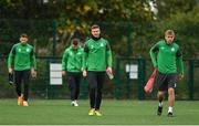 12 October 2022; Ronan Finn, left, and Viktor Serdeniuk before a Shamrock Rovers squad training session at Roadstone Sports Club in Dublin. Photo by Seb Daly/Sportsfile