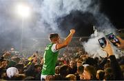 7 October 2022; Cork City captain Cian Coleman celebrates with supporters after the SSE Airtricity League First Division match between Cork City and Wexford at Turners Cross in Cork. Photo by Eóin Noonan/Sportsfile