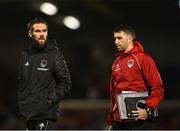 7 October 2022; Cork City goalkeeper coach Mark McNulty and Cork City coach Declan Coleman during the SSE Airtricity League First Division match between Cork City and Wexford at Turners Cross in Cork. Photo by Eóin Noonan/Sportsfile