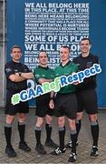 13 October 2022; In attendance during the GAA Referees Respect Day at Croke Park in Dublin are, referees, from left, Colm Lyons, David Coldrick, Thomas Gleeson and Sean Hurson. Photo by Sam Barnes/Sportsfile