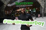 13 October 2022; Westmeath footballer Boidu Sayeh is pictured at the launch of Zambrero Ireland’s first ever meal packing event which is taking place on World Hunger Day this Sunday. With the help of over 100 volunteers, Zambrero Ireland aims to pack 30,000 nutritious meals which will be donated to people in need in developing countries. Photo by David Fitzgerald/Sportsfile