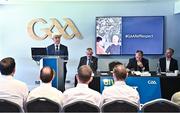 13 October 2022; Referee Development Committee Chairperson, Sean Martin, speaking during the GAA Referees Respect Day at Croke Park in Dublin. Photo by Sam Barnes/Sportsfile