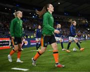 11 October 2022; Megan Campbell of Republic of Ireland walks out for the FIFA Women's World Cup 2023 Play-off match between Scotland and Republic of Ireland at Hampden Park in Glasgow, Scotland. Photo by Stephen McCarthy/Sportsfile