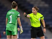 11 October 2022; Referee Esther Staubli during the FIFA Women's World Cup 2023 Play-off match between Scotland and Republic of Ireland at Hampden Park in Glasgow, Scotland. Photo by Stephen McCarthy/Sportsfile