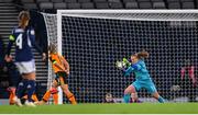 11 October 2022; Republic of Ireland goalkeeper Courtney Brosnan makes a save during the FIFA Women's World Cup 2023 Play-off match between Scotland and Republic of Ireland at Hampden Park in Glasgow, Scotland. Photo by Stephen McCarthy/Sportsfile