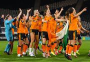 11 October 2022; Republic of Ireland players celebrate after the FIFA Women's World Cup 2023 Play-off match between Scotland and Republic of Ireland at Hampden Park in Glasgow, Scotland. Photo by Stephen McCarthy/Sportsfile