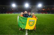 11 October 2022; Republic of Ireland players, from left, Amber Barrett, StatSports technician Niamh McDaid, Roma McLaughlin and Ciara Grant celebrate after the FIFA Women's World Cup 2023 Play-off match between Scotland and Republic of Ireland at Hampden Park in Glasgow, Scotland. Photo by Stephen McCarthy/Sportsfile