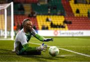 13 October 2022; Shamrock Rovers goalkeeper Alan Mannus warming up before the UEFA Europa Conference League group F match between Shamrock Rovers and Molde at Tallaght Stadium in Dublin. Photo by Eóin Noonan/Sportsfile