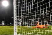 13 October 2022; Shamrock Rovers goalkeeper Alan Mannus saves a shot on goal by David Fofana of Molde during the UEFA Europa Conference League group F match between Shamrock Rovers and Molde at Tallaght Stadium in Dublin. Photo by Eóin Noonan/Sportsfile