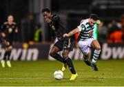 13 October 2022; David Fofana of Molde in action against Roberto Lopes of Shamrock Rovers during the UEFA Europa Conference League group F match between Shamrock Rovers and Molde at Tallaght Stadium in Dublin. Photo by Seb Daly/Sportsfile