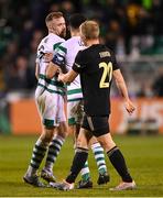 13 October 2022; Kristian Eriksen of Molde and Sean Hoare of Shamrock Rovers exchange words after during the UEFA Europa Conference League group F match between Shamrock Rovers and Molde at Tallaght Stadium in Dublin. Photo by Seb Daly/Sportsfile