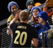 13 October 2022; Kristian Eriksen of Molde with supporters after their side's victory in the UEFA Europa Conference League group F match between Shamrock Rovers and Molde at Tallaght Stadium in Dublin. Photo by Seb Daly/Sportsfile