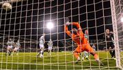 13 October 2022; Shamrock Rovers goalkeeper Alan Mannus concedes a second goal, scored by Kristian Eriksen of Molde, not pictured, during the UEFA Europa Conference League group F match between Shamrock Rovers and Molde at Tallaght Stadium in Dublin. Photo by Seb Daly/Sportsfile