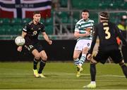 13 October 2022; Ronan Finn of Shamrock Rovers in action against Kristoffer Haugen of Molde during the UEFA Europa Conference League group F match between Shamrock Rovers and Molde at Tallaght Stadium in Dublin. Photo by Seb Daly/Sportsfile