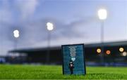 14 October 2022; A detailed view of the matchday programme featuring the names of the 10 people who lost their lives in the Creeslough tragedy in Donegal before the SSE Airtricity League Premier Division match between Finn Harps and Dundalk at Finn Park in Ballybofey, Donegal. Photo by Ben McShane/Sportsfile