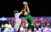 14 October 2022; Caelan Doris of Leinster and Niall Murray of Connacht contest possession in the lineout during the United Rugby Championship match between Connacht and Leinster at The Sportsground in Galway. Photo by Piaras Ó Mídheach/Sportsfile