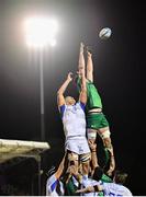 14 October 2022; Ross Molony of Leinster and Oisín Dowling of Connacht contest possession in the lineout during the United Rugby Championship match between Connacht and Leinster at The Sportsground in Galway. Photo by Piaras Ó Mídheach/Sportsfile