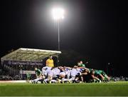 14 October 2022; A general view of a scrum during the United Rugby Championship match between Connacht and Leinster at The Sportsground in Galway. Photo by Piaras Ó Mídheach/Sportsfile