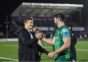 14 October 2022; Josh van der Flier of Leinster and Tom Daly of Connacht embrace after the United Rugby Championship match between Connacht and Leinster at The Sportsground in Galway. Photo by Harry Murphy/Sportsfile