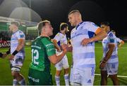 14 October 2022; Ross Molony of Leinster and David Hawkshaw of Connacht embrace after the United Rugby Championship match between Connacht and Leinster at The Sportsground in Galway. Photo by Harry Murphy/Sportsfile
