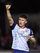 14 October 2022; Joe Redmond of St Patrick's Athletic celebrates after his side's victory in the SSE Airtricity League Premier Division match between St Patrick's Athletic and Bohemians at Richmond Park in Dublin. Photo by Seb Daly/Sportsfile