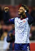 14 October 2022; Barry Cotter of St Patrick's Athletic celebrates after his side's victory in the SSE Airtricity League Premier Division match between St Patrick's Athletic and Bohemians at Richmond Park in Dublin. Photo by Seb Daly/Sportsfile