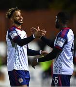 14 October 2022; Barry Cotter, left, and Tunde Owolabi of St Patrick's Athletic after their side's victory in the SSE Airtricity League Premier Division match between St Patrick's Athletic and Bohemians at Richmond Park in Dublin. Photo by Seb Daly/Sportsfile