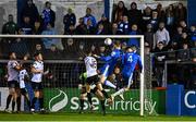 14 October 2022; Rob Jones of Finn Harps scores his side's first goal during the SSE Airtricity League Premier Division match between Finn Harps and Dundalk at Finn Park in Ballybofey, Donegal. Photo by Ben McShane/Sportsfile