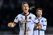 14 October 2022; John Mountney of Dundalk celebrates after the SSE Airtricity League Premier Division match between Finn Harps and Dundalk at Finn Park in Ballybofey, Donegal. Photo by Ben McShane/Sportsfile