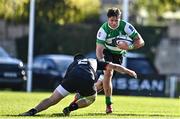 15 October 2022; Eoin Walsh of Naas is tackled by Calum Dowling of Old Belvedere during the Energia All-Ireland League Division 1B match between Old Belvedere and Naas RFC at Old Belvedere RFC in Dublin. Photo by Sam Barnes/Sportsfile