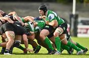 15 October 2022; Seán O'Brien of Naas, right, during the Energia All-Ireland League Division 1B match between Old Belvedere and Naas RFC at Old Belvedere RFC in Dublin. Photo by Sam Barnes/Sportsfile